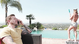 Steve Rickz cant resist the big ass TS pool cleaner