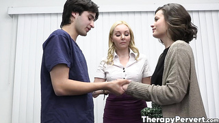 Stepsiblings Dharma Jones and Elias Cash have a threesome with MILF therapist Aaliyah Love