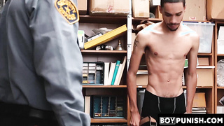 BoyPunish.com - Skinny black thief's raw, intense screwing by a horny, eager officer's thick cock