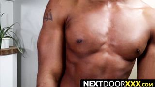 NextDoorXXX.com - Bearded black hunk masturbates and fucks a toy passionately