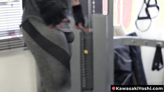 KawasakiYoshi.com - Japanese jock Yoshi Kawasaki intense dildo training play in the gym