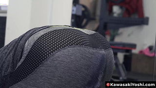 KawasakiYoshi.com - Japanese jock Yoshi Kawasaki intense dildo training play in the gym