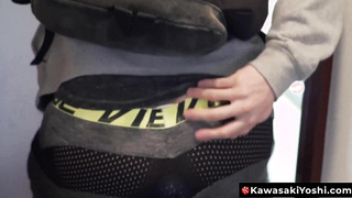 KawasakiYoshi.com - Japanese jock Yoshi Kawasaki intense dildo training play in the gym