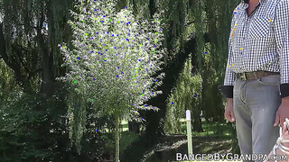 Kinky blonde cutie rides grandpas old cock like a cowgirl