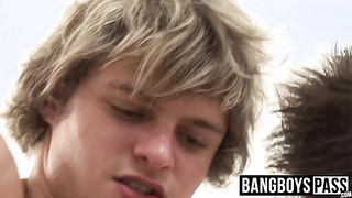 Sexy jocks bareback doggystyle drilling after juicy rimming