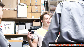 SayUncleNetwork.com - Twink suspect hammered bare in hard interracial threesome with guards