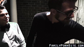 FamilyPornSite.com - Cock-hungry stepson's wild threesome with daddy and his buddy