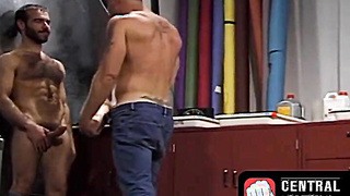 CentralFisting.com - Handsome hairy homo eagerly rides a fat lubed-up dildo