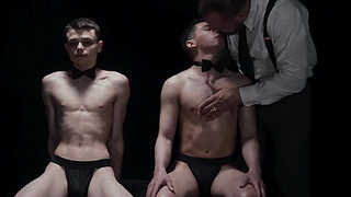 Sexy Austin Young bent over to welcome the hard throbbing cock of hairy Lance Charger