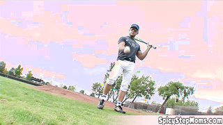 Redhead stepma wants to learn baseball