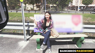 BangbrosPassword.com - Beautiful brunette with fine tits and ass gets a rough hard fuck