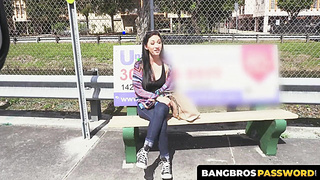 BangbrosPassword.com - Beautiful brunette with fine tits and ass gets a rough hard fuck