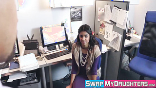 SwapMyDaughters.com - Gigi Flamez and Katalina Mills get pounded in the office by huge cocks