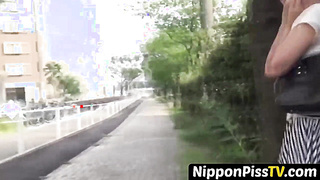 NipponPissTV.com - Japanese minx with hairy pussy pissing in hallway