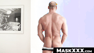 MaskXXX.com - Big muscular dude Thomas Friedl's jacking off the right way solo