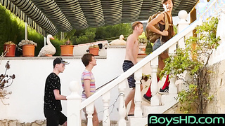 BoysHD.com - Pool day turns into twinks fucking doggy style from behind passionately