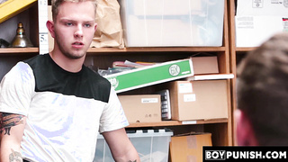 BoyPunish.com - Inked shoplifter's explosive cumshot while being raw fucked hard and deep by a guard