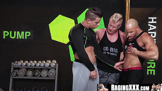 RagingXXX.com - Hardcore anal fucking at the gym with three muscular hunks