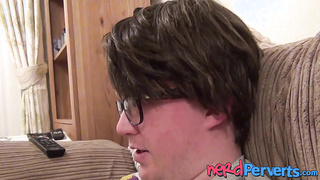 Natural tits teen Missy Kink deepthroats big nerd cock POV