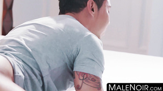 MaleNoir.com - Black security guard anally fucks his Asian customer hard and rough with BBC