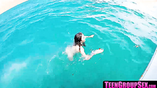 TeenGroupSex.com - JMac gives naughty chicks his big dick on their boat