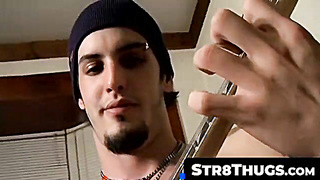 Str8Thugs.com - Straight thug Axel strums his cock while playing with his guitar