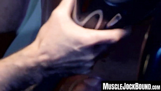 MuscleJockBound.com - Buff and stunning hunk man endures torment and rough oral play in ropes and chains
