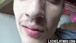 LecheLatinos.com - Cute Latino's first taste of cum after a raw dick pounding turns him gay