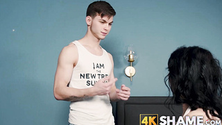 Older big juicy tits cutie Eleonora deepthroats young cock