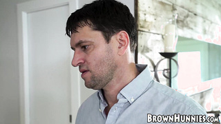 Ebony babe Michelle Anderson sucks dick while playing games