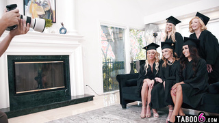 MILFs graduation party reverse gangbang