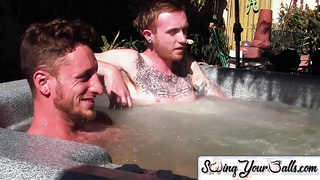 SwingYourBalls.com - Inked ginger homo enjoys jacuzzi then jack off with his lover