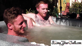 SwingYourBalls.com - Inked ginger homo enjoys jacuzzi then jack off with his lover