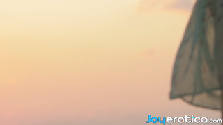 Outdoor teasing by beautiful Serena J and her shaved pussy