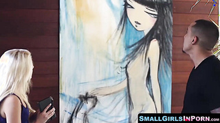 SmallGirlsInPorn.com - Cutie Henley Hart stuffs her mouth with a gigantic dick and gags