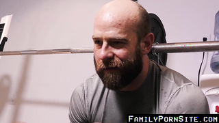FamilyPornSite.com - Post-workout bareback: hairy dad drills jock stepson