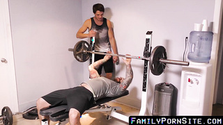 FamilyPornSite.com - Post-workout bareback: hairy dad drills jock stepson