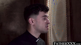 FatherXXX.com - Priest confesses his lust, sucks twink off, and mounts him for a raw ride