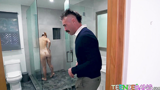 Redhead Sloan Harper blows her stepdad before pounding