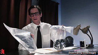 Shemale subverts and fucks detective