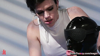 Shemale subverts and fucks detective