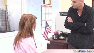 Cute and skinny teen passes the time