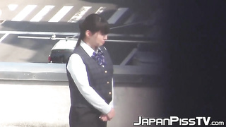 Cute Japanese teenagers peeing outdoors in hot compilation