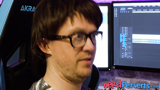 Chubby hottie Lucy Lane sucking rock hard cock on her knees