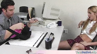 Cute pigtailed blonde teen gets fucked