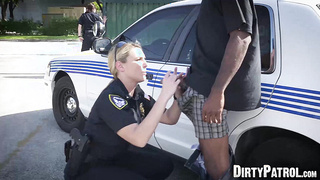 Busty police officers IR banged in the middle of the street