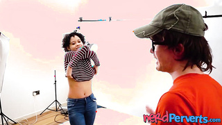 Beautiful ebony Jade Jenson ball licking and cock sucking