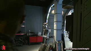 Bound guy anal fucked by shemale domme