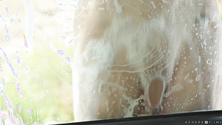Carwash TS babes Gracie and Jayne analed by customer
