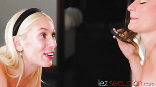 Teen blonde Kay Lovely licked and fingered by Mae Milano